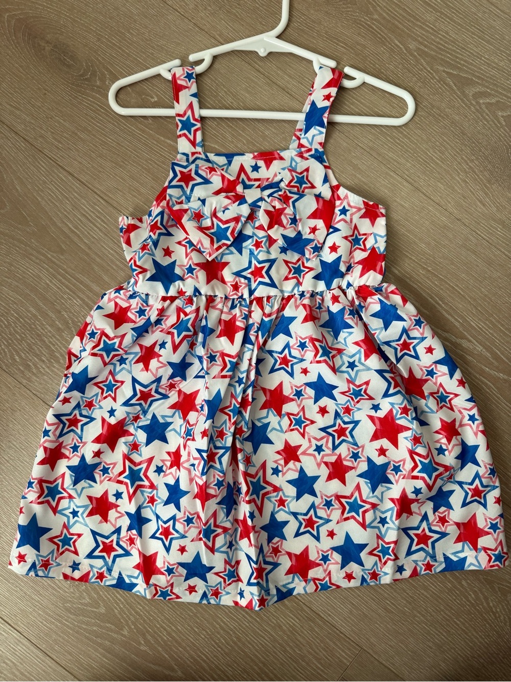 SHEIN Red, Blue & White Star Print Sundress with Bow